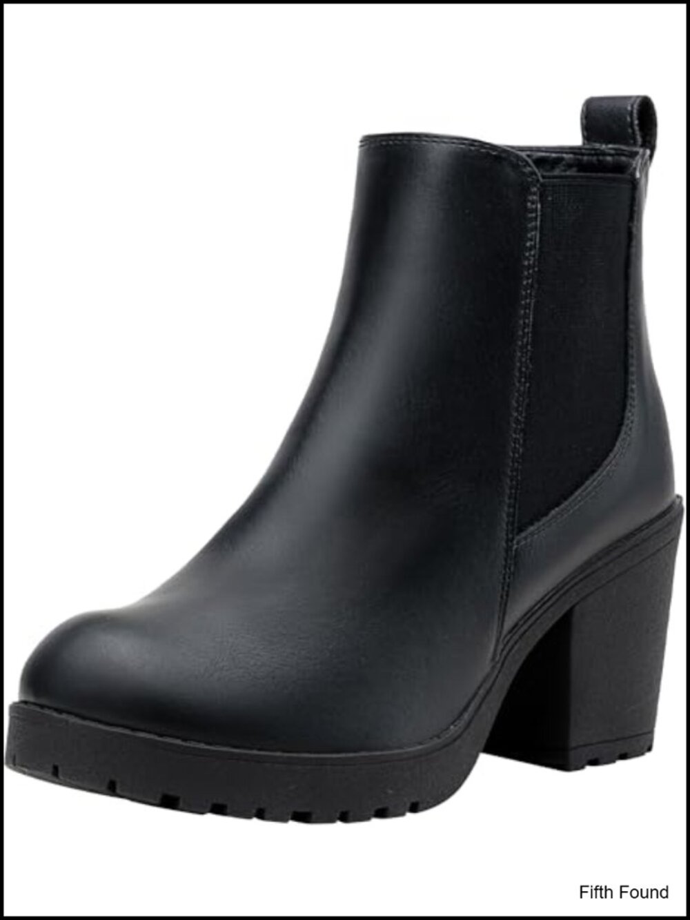 Faux Leather Platform Chelsea Ankle Boots Chunky Block Heel